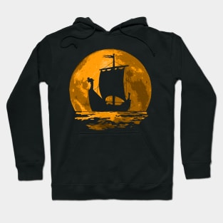 Viking Moon Ship Hoodie